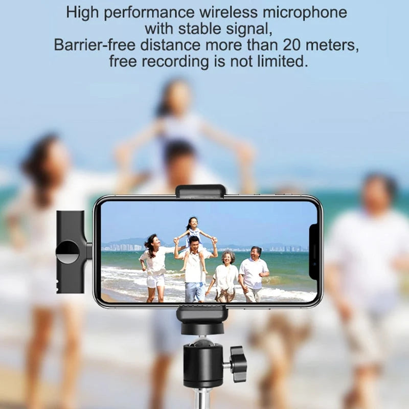 Wireless Microphone Clip-On Smartphone Compatible 65.6 Ft Range