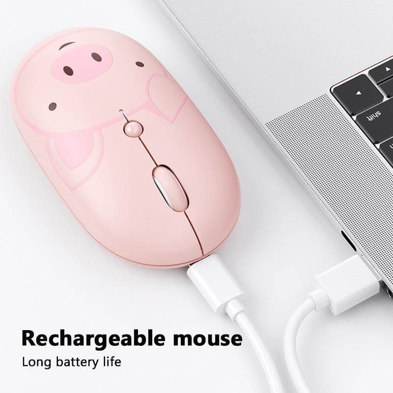 Wireless Mouse Cartoon Animal Rechargeable Quiet Clicks USB-C Receiver