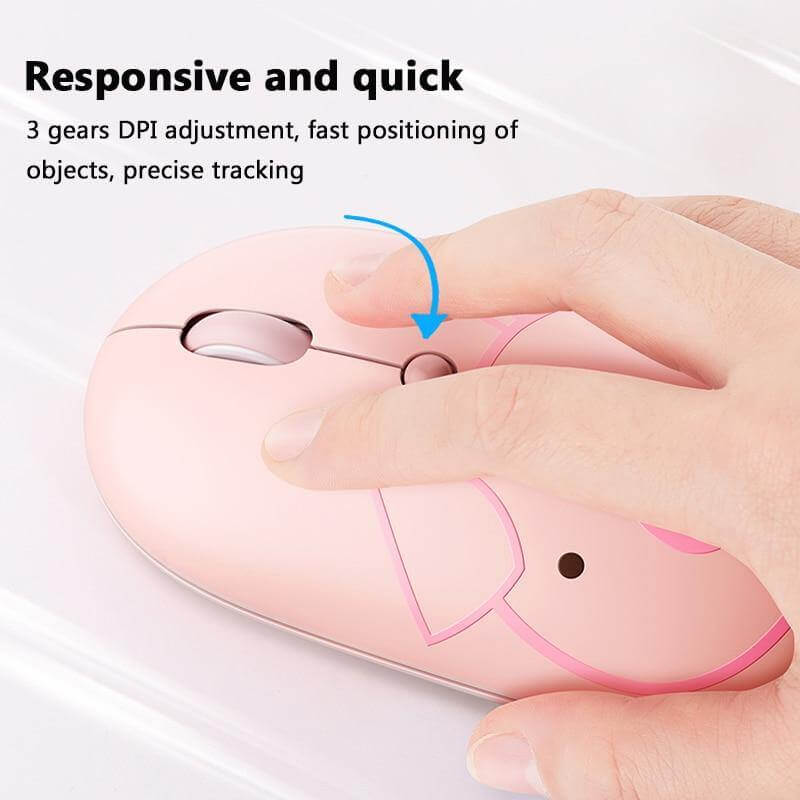 Wireless Mouse Cartoon Animal Rechargeable Quiet Clicks USB-C Receiver