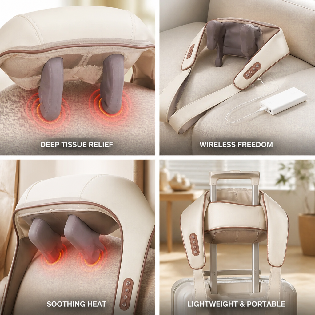 Wireless Shiatsu Deep-Tissue Neck & Back Massager