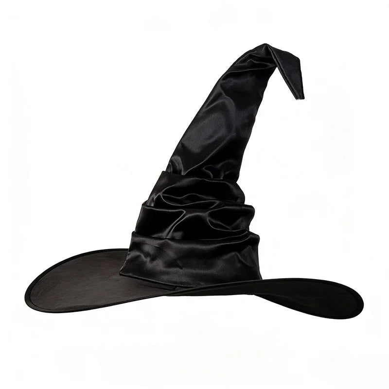 Witch Hat Black Satin-Like Fabric Adjustable Fit