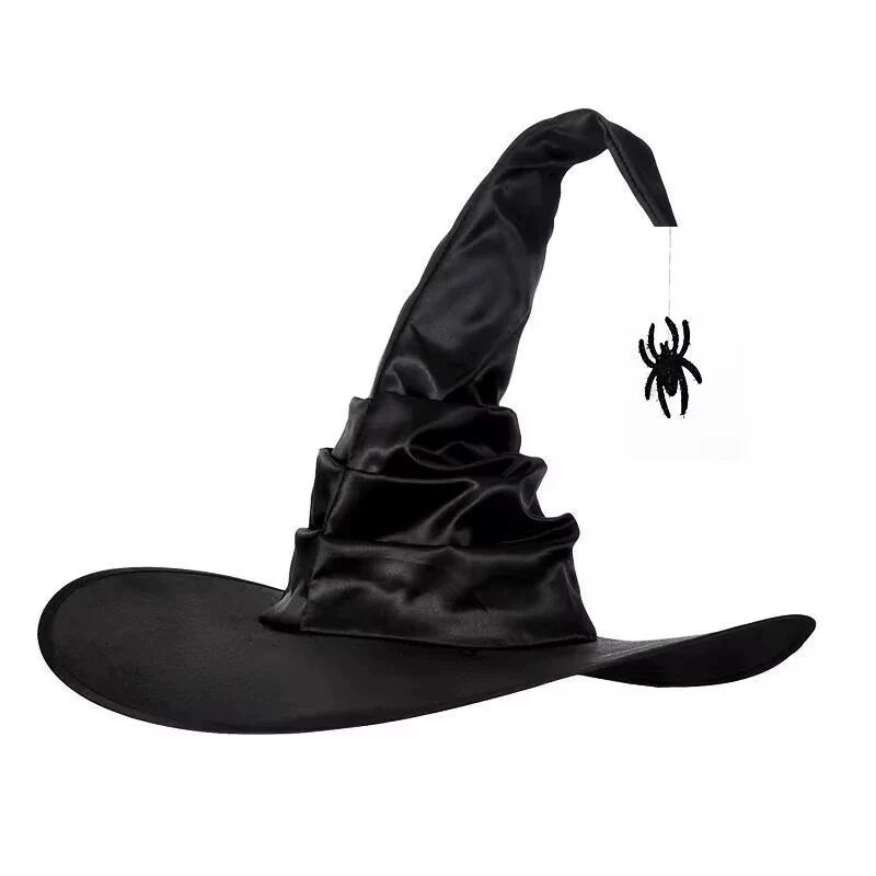 Witch Hat Satin-Like Fabric Curved Point Adjustable Fit