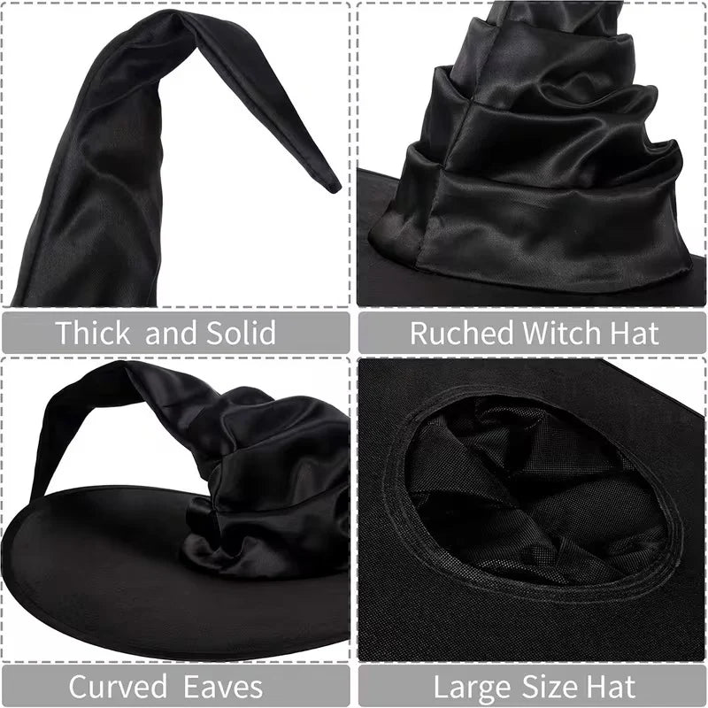 Witch Hat Satin-Like Fabric Curved Point Adjustable Fit