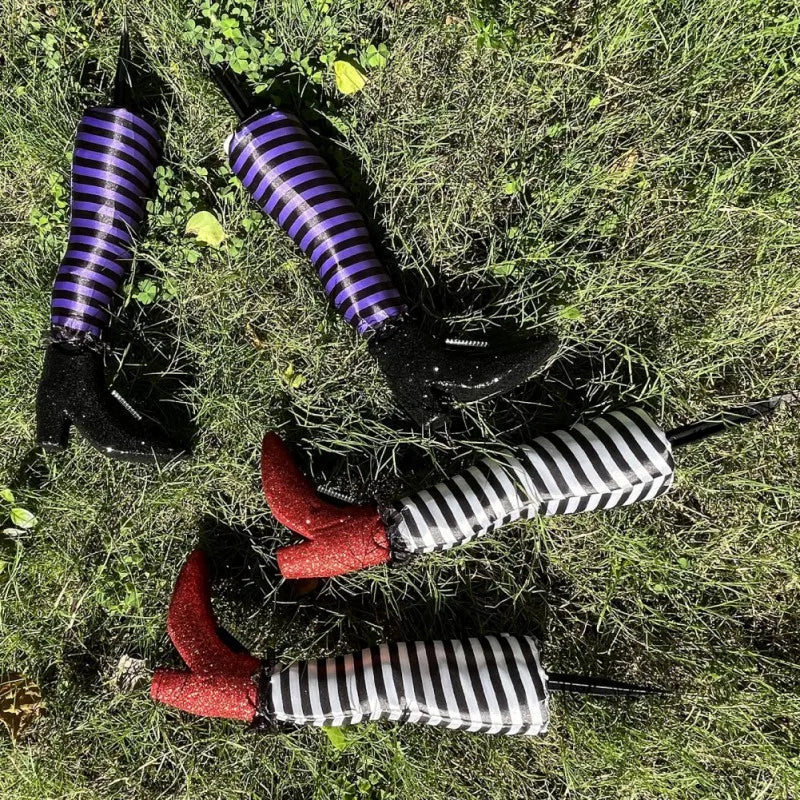 Witch Legs Yard Decoration Striped Stockings Set of 2