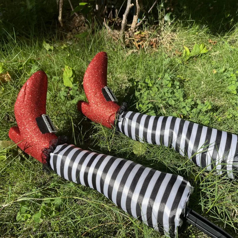 Witch Legs Yard Decoration Striped Stockings Set of 2