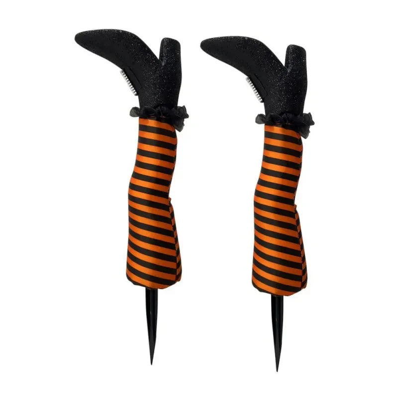 Witch Legs Yard Decoration Striped Stockings Set of 2