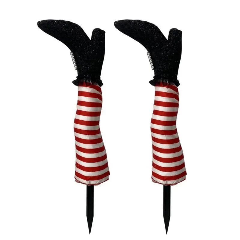 Witch Legs Yard Decoration Striped Stockings Set of 2