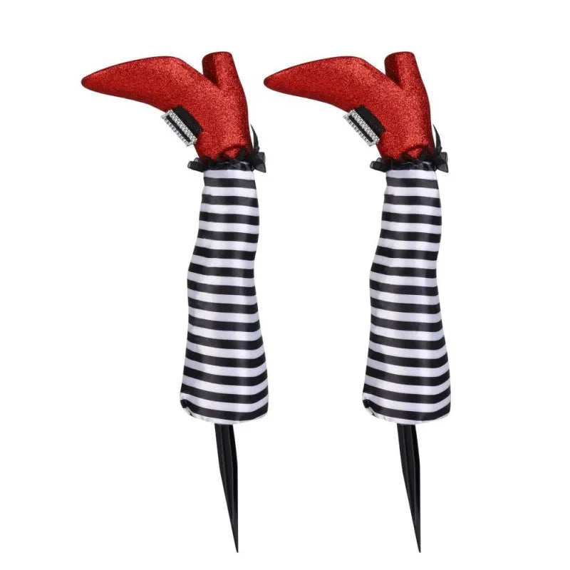 Witch Legs Yard Decoration Striped Stockings Set of 2