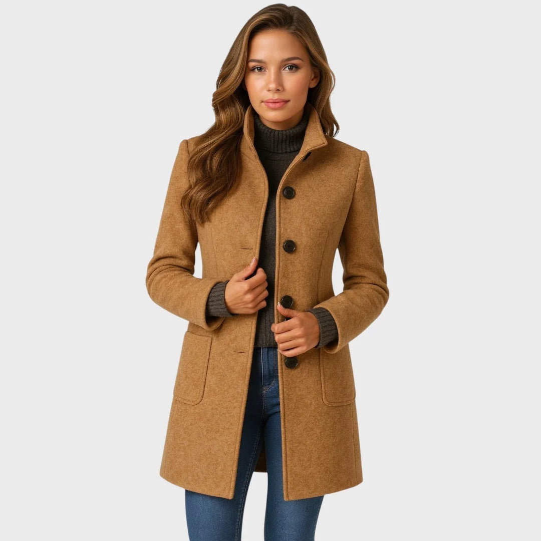 Women's Coat Tailored Fit Button Closure Lightweight Warmth