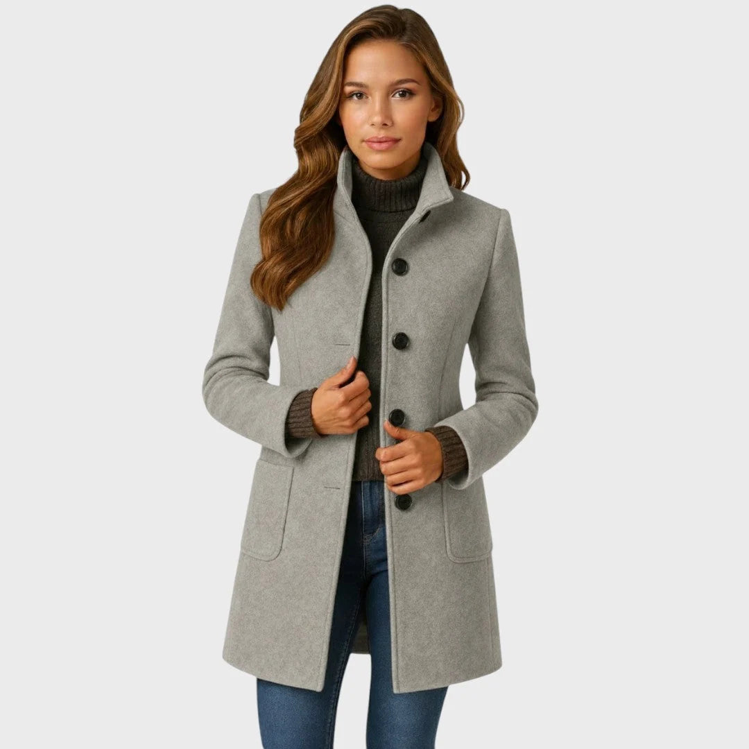 Women's Coat Tailored Fit Button Closure Lightweight Warmth