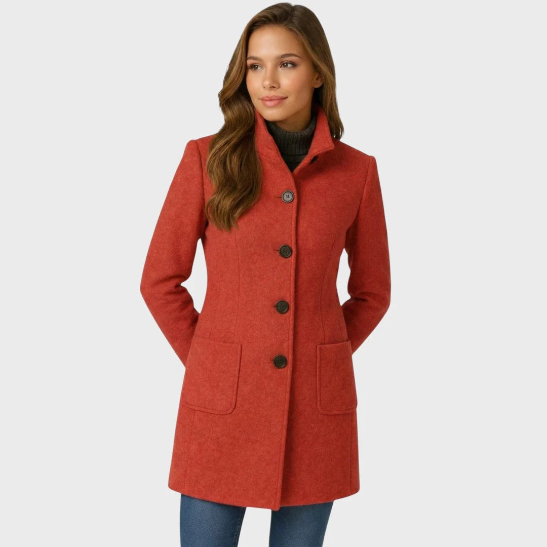 Women's Coat Tailored Fit Button Closure Lightweight Warmth