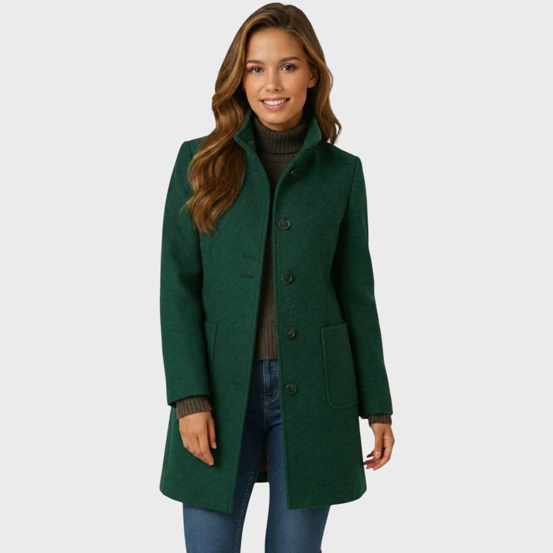 Women's Coat Tailored Fit Button Closure Lightweight Warmth