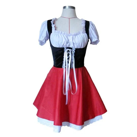 Women's Costume Dress Hooded Cape Layered Skirt Knee-Length