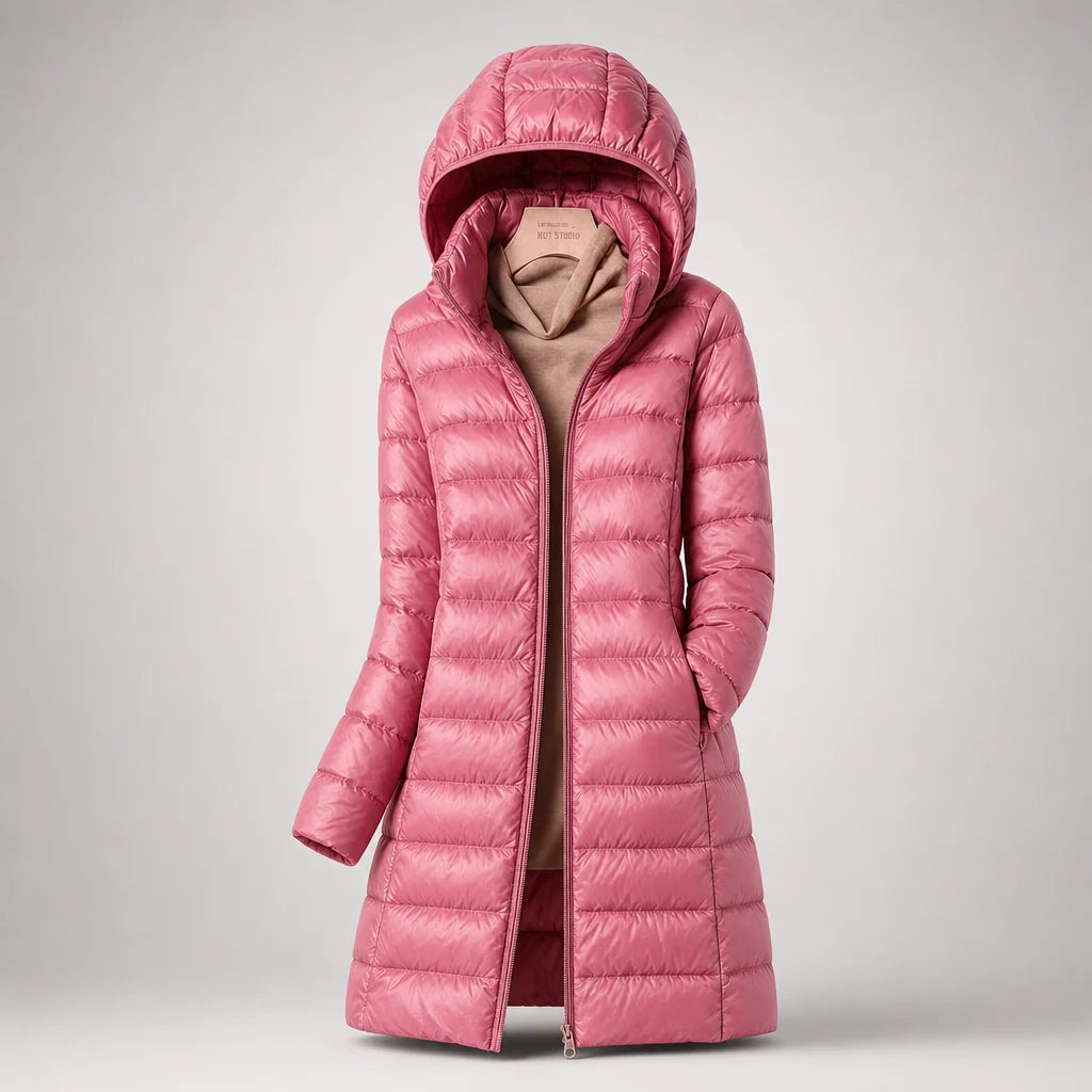 Women's Down Jacket Ultralight Packable Detachable Hood Wind & Water Resistant