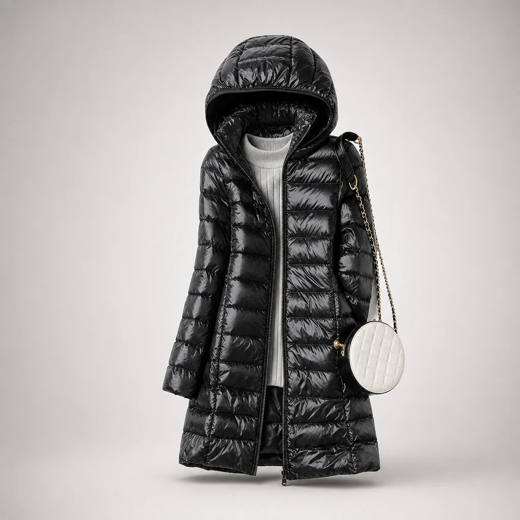 Women's Down Jacket Ultralight Packable Detachable Hood Wind & Water Resistant