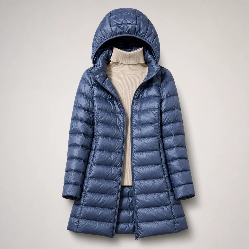 Women's Down Jacket Ultralight Packable Detachable Hood Wind & Water Resistant
