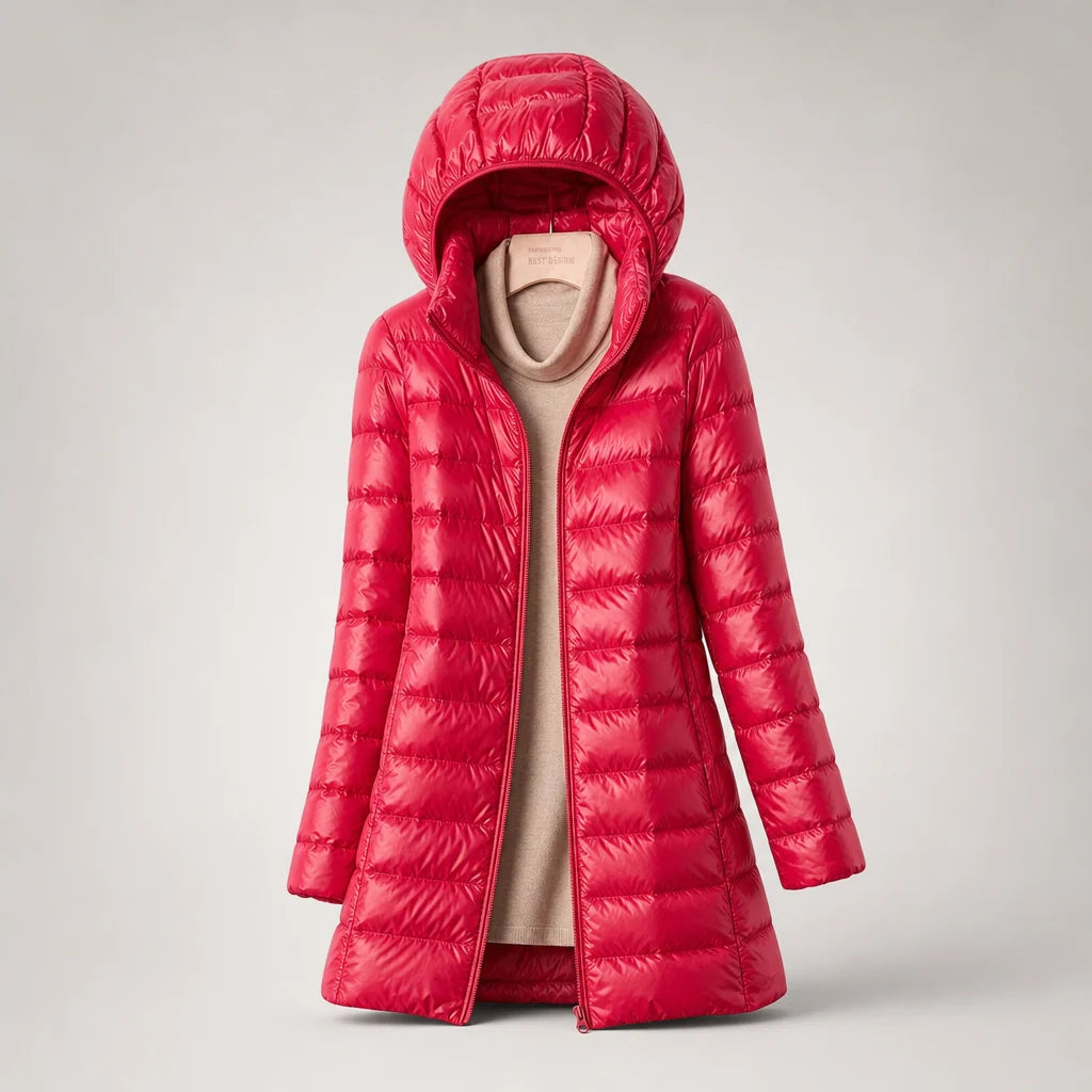 Women's Down Jacket Ultralight Packable Detachable Hood Wind & Water Resistant