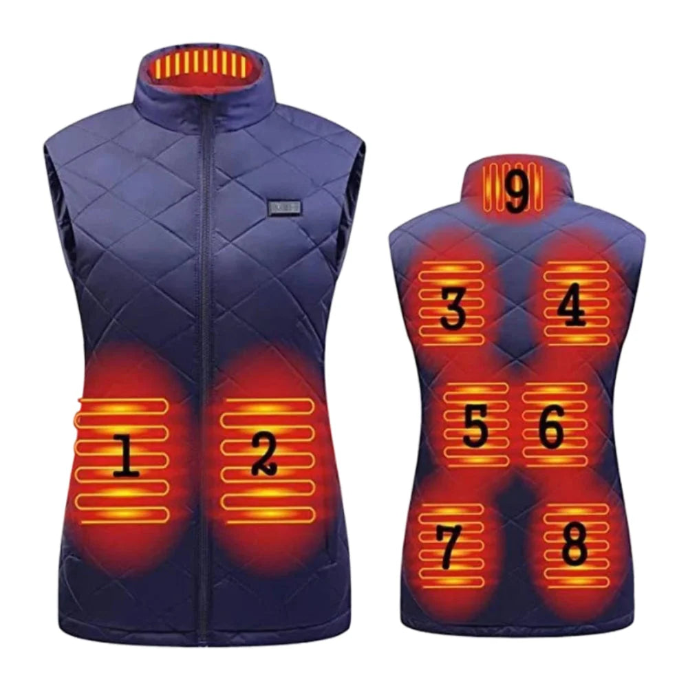 Women's Heated Vest USB Powered Nine Heating Zones Three Heat Levels