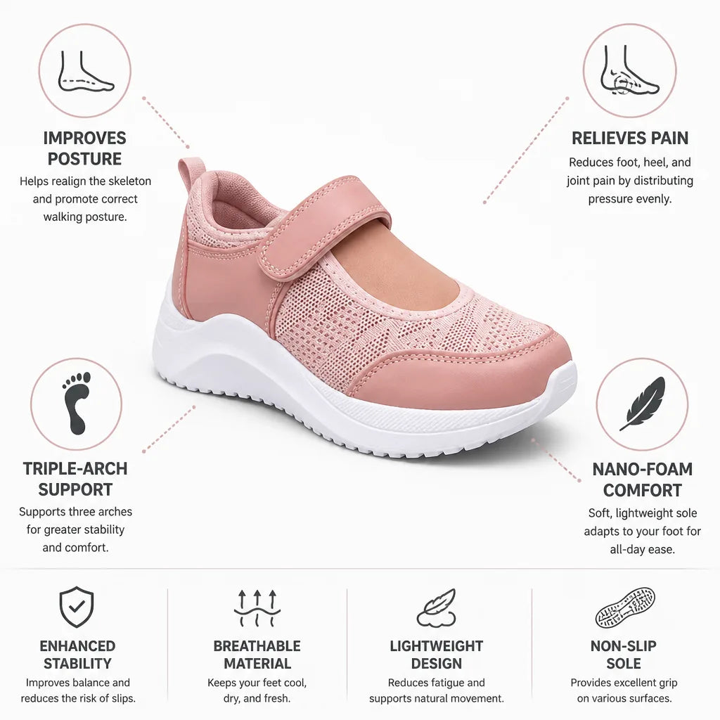 Women's Orthopedic Shoes Triple-Arch Support Nano-Foam Sole