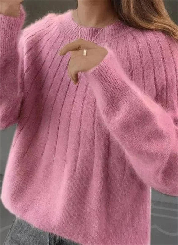 Women's Pullover Sweater Breathable Knit Hip Length