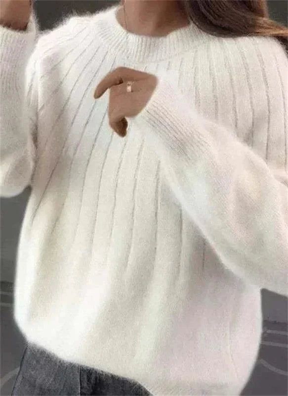 Women's Pullover Sweater Breathable Knit Hip Length
