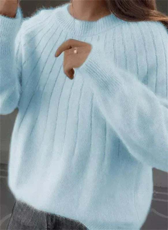 Women's Pullover Sweater Breathable Knit Hip Length