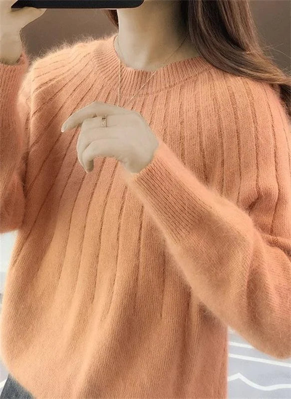 Women's Pullover Sweater Breathable Knit Hip Length