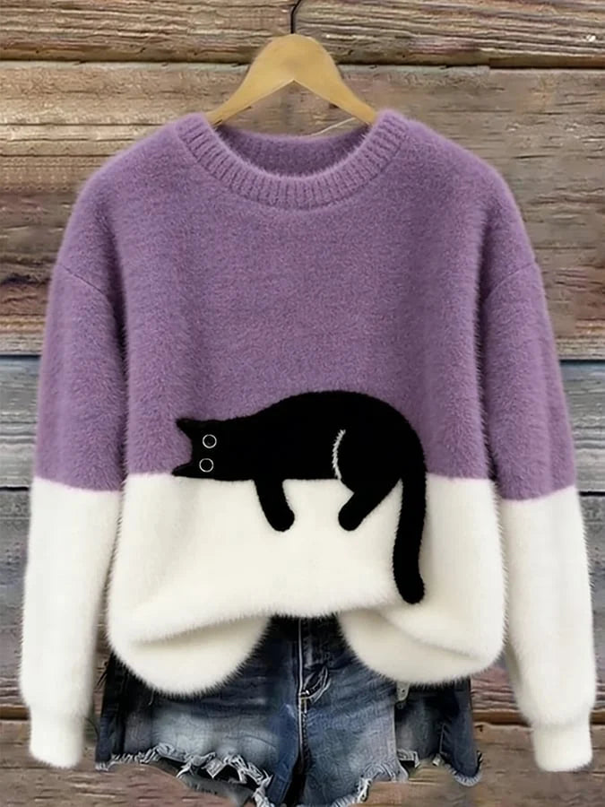 Women's Pullover Sweater Relaxed Fit Playful Pattern
