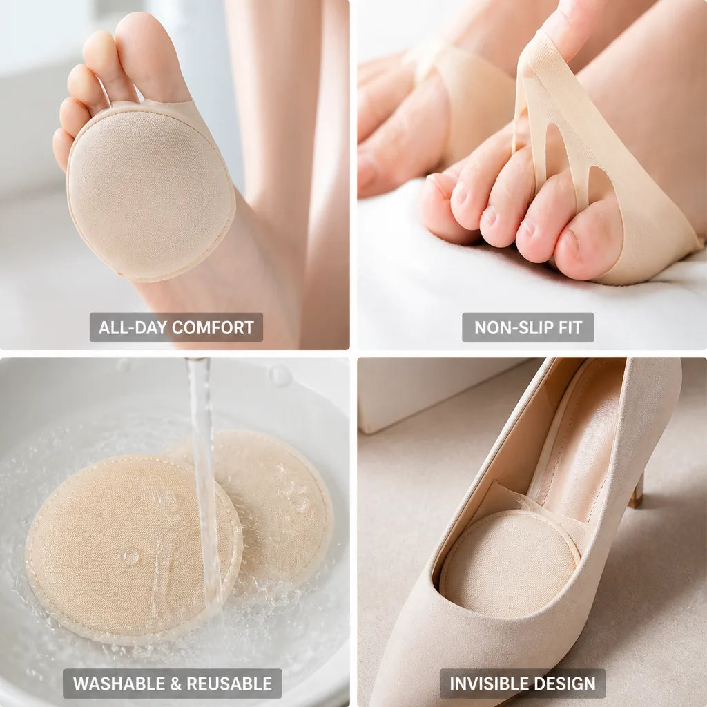Women's Shoe Insoles Invisible Non-Slip Cushioned Foam Washable & Reusable