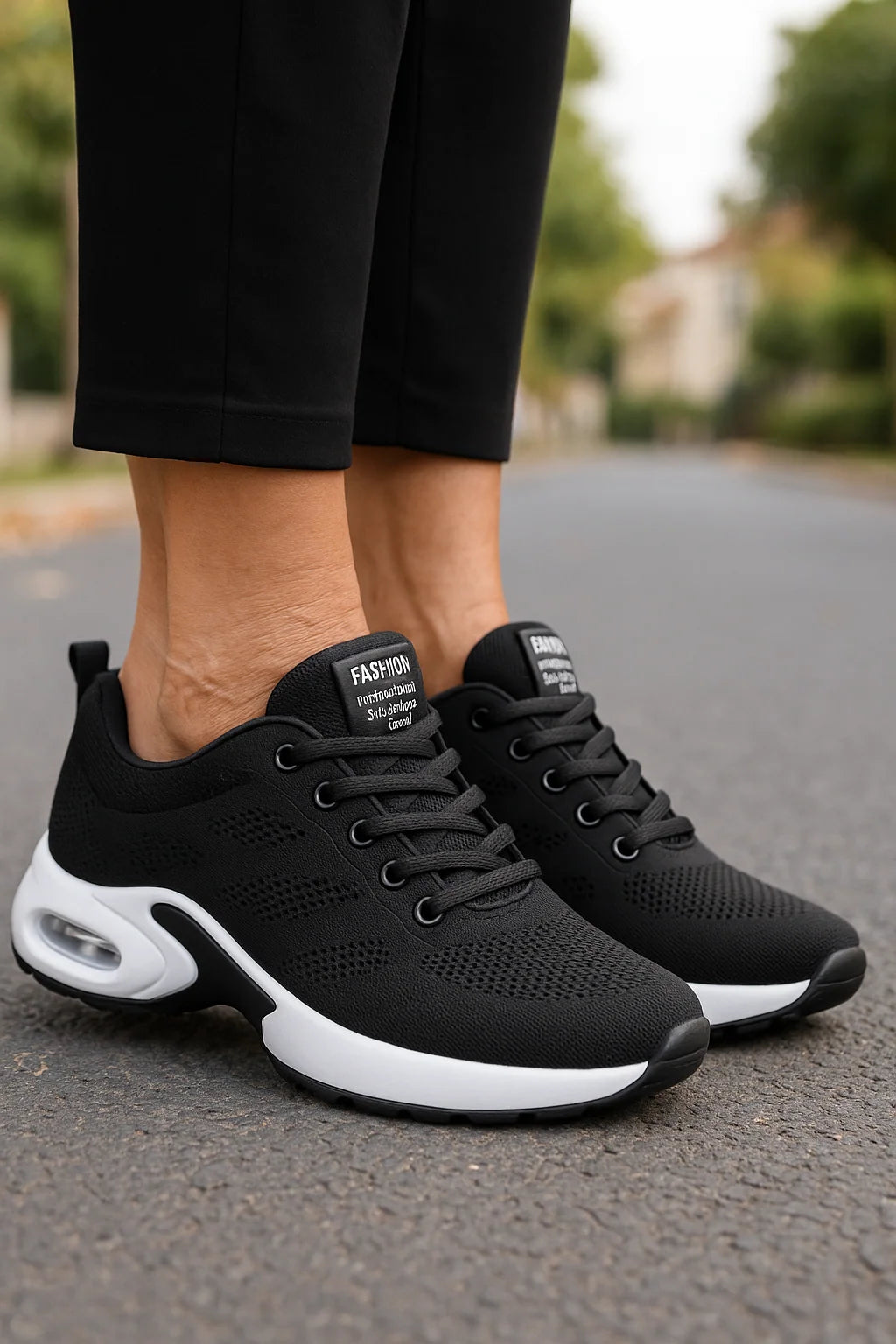 Women's Slip-On Sneakers Breathable Knit Air-Cushioned Sole Non-Slip Grip