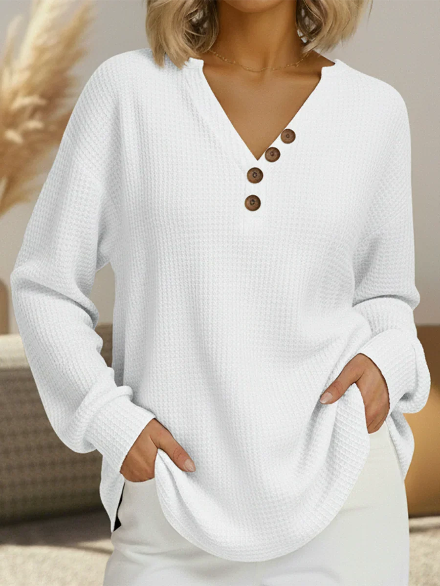 Women's Sweater Thick Waffle Knit Brushed Interior for Cozy Warmth
