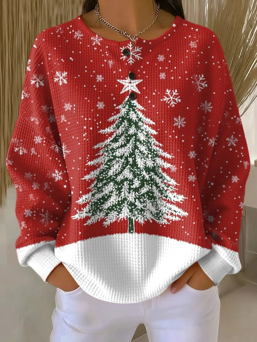 Women's Sweater Thick Waffle Knit Brushed Interior for Cozy Warmth