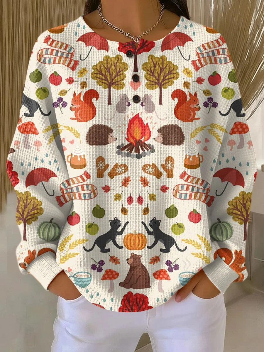 Women's Sweater Thick Waffle Knit Brushed Interior for Cozy Warmth