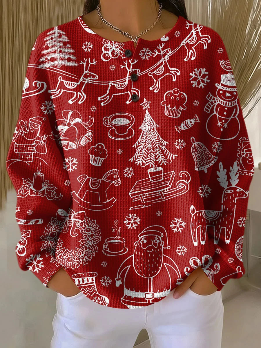 Women's Sweater Thick Waffle Knit Brushed Interior for Cozy Warmth