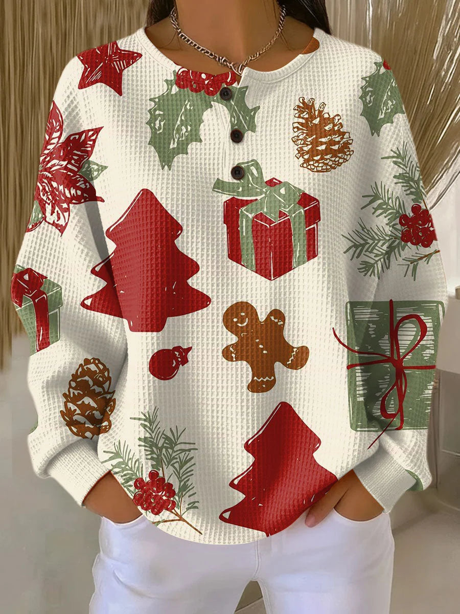 Women's Sweater Thick Waffle Knit Brushed Interior for Cozy Warmth
