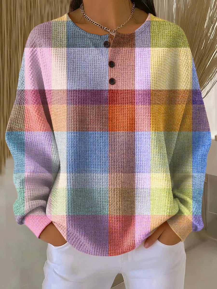 Women's Sweater Thick Waffle Knit Brushed Interior for Cozy Warmth