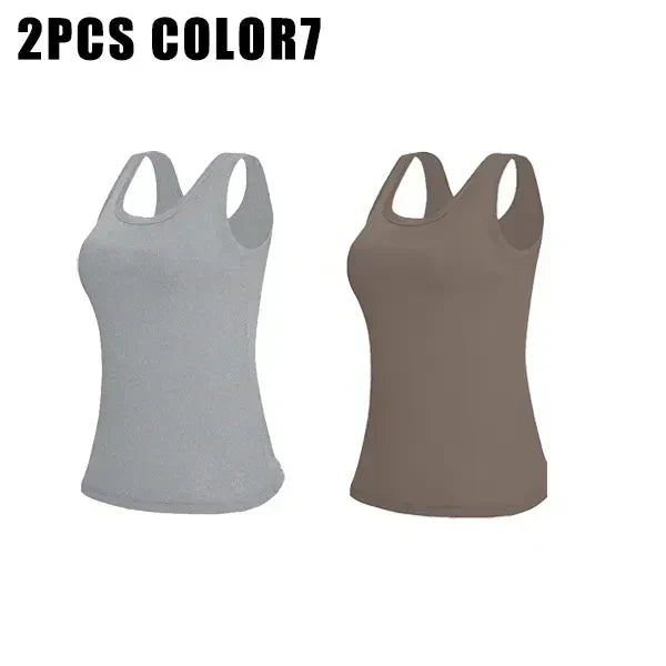 Women's Tank Top Ribbed Seamless Built-In Bra Removable Pads