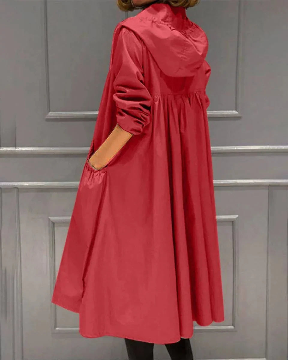 Women's Trench Coat Waterproof Hooded Long