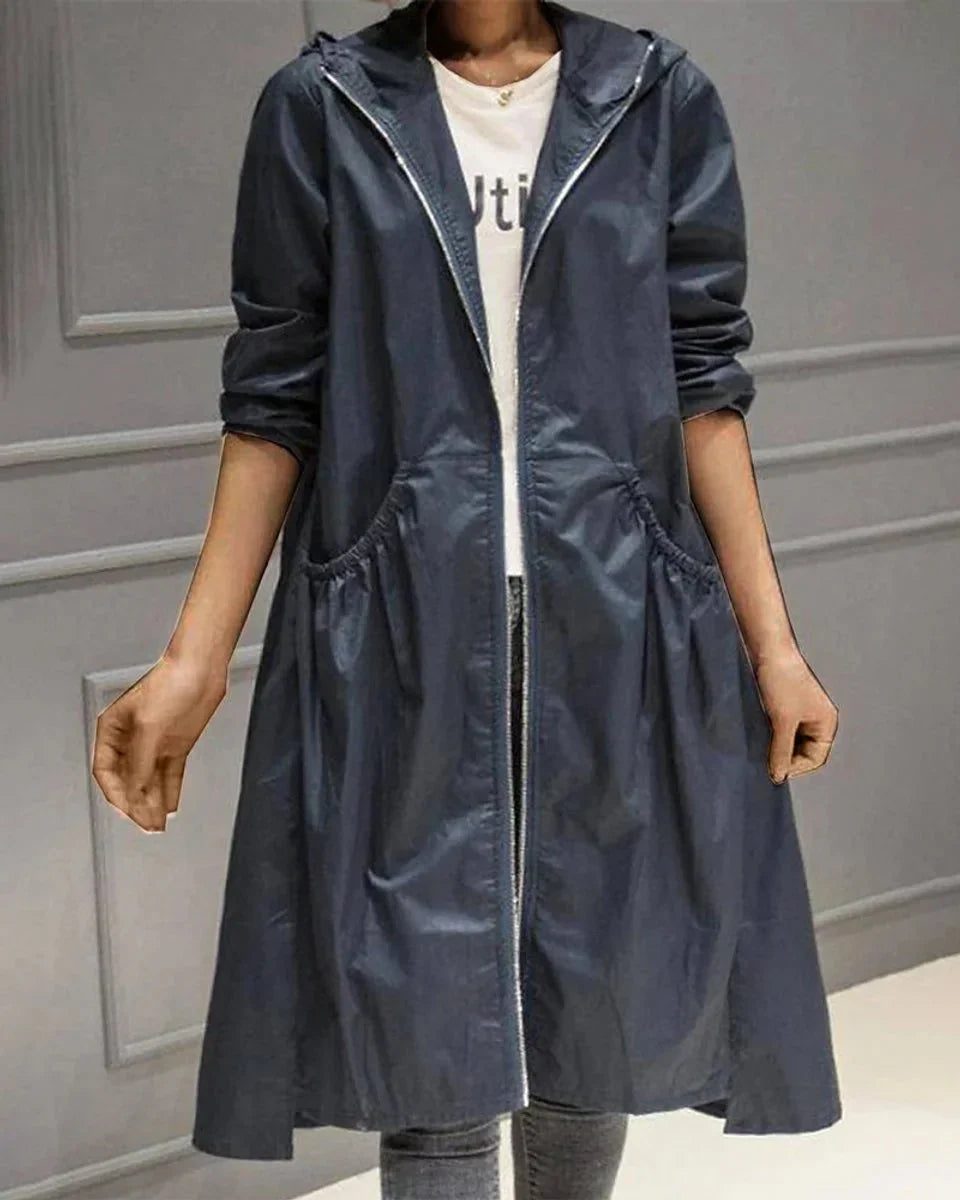 Women's Trench Coat Waterproof Hooded Long