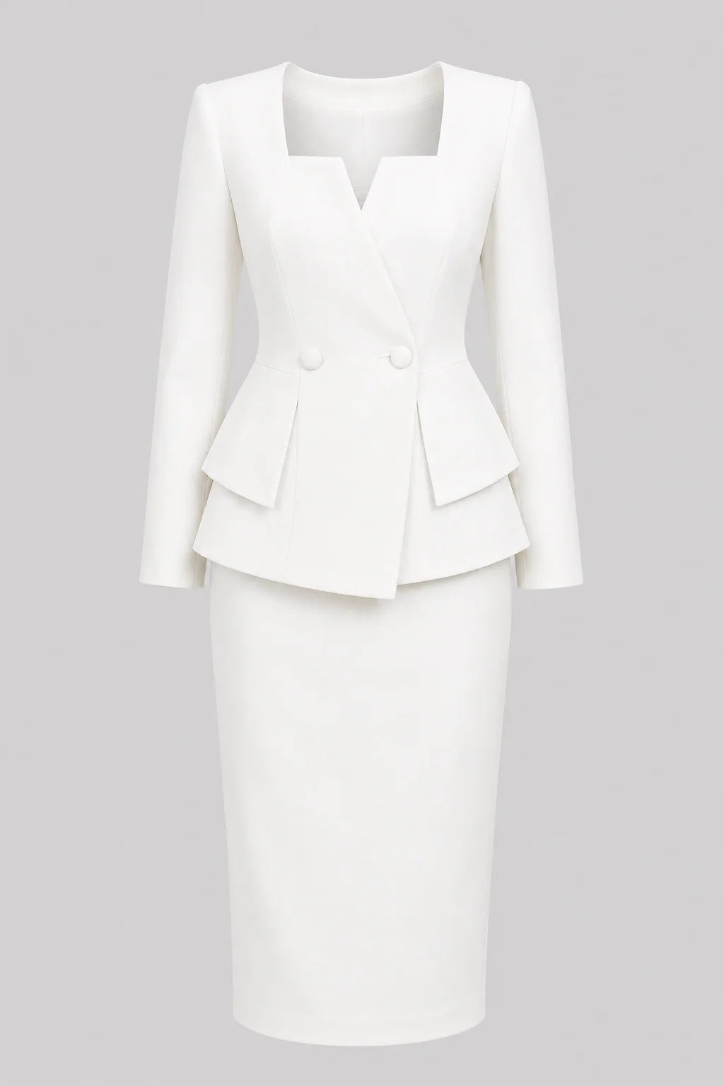 Women's Two-Piece Suit Set Double-Breasted Square Neckline