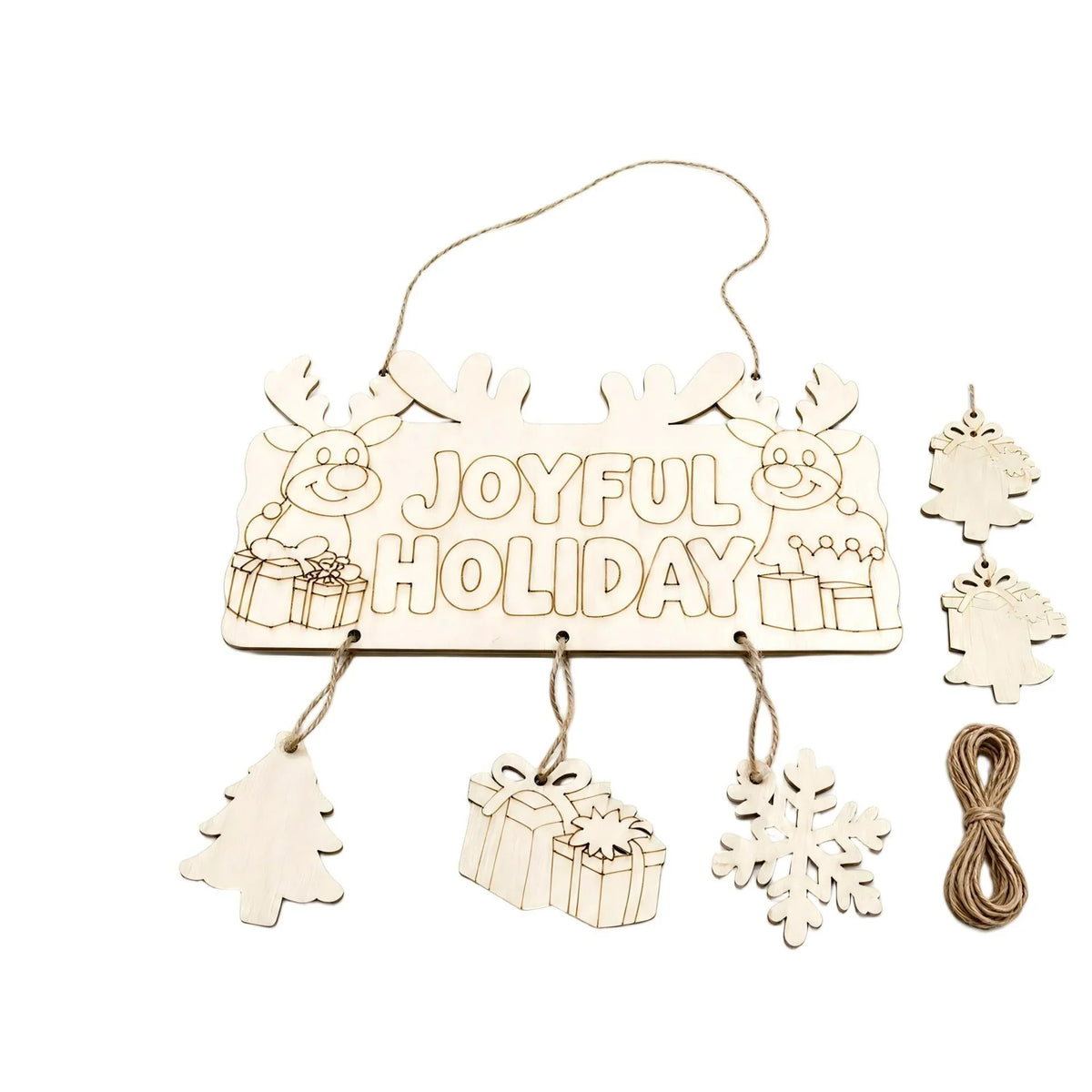 Wooden Christmas Sign Engraved Durable With Hanging String