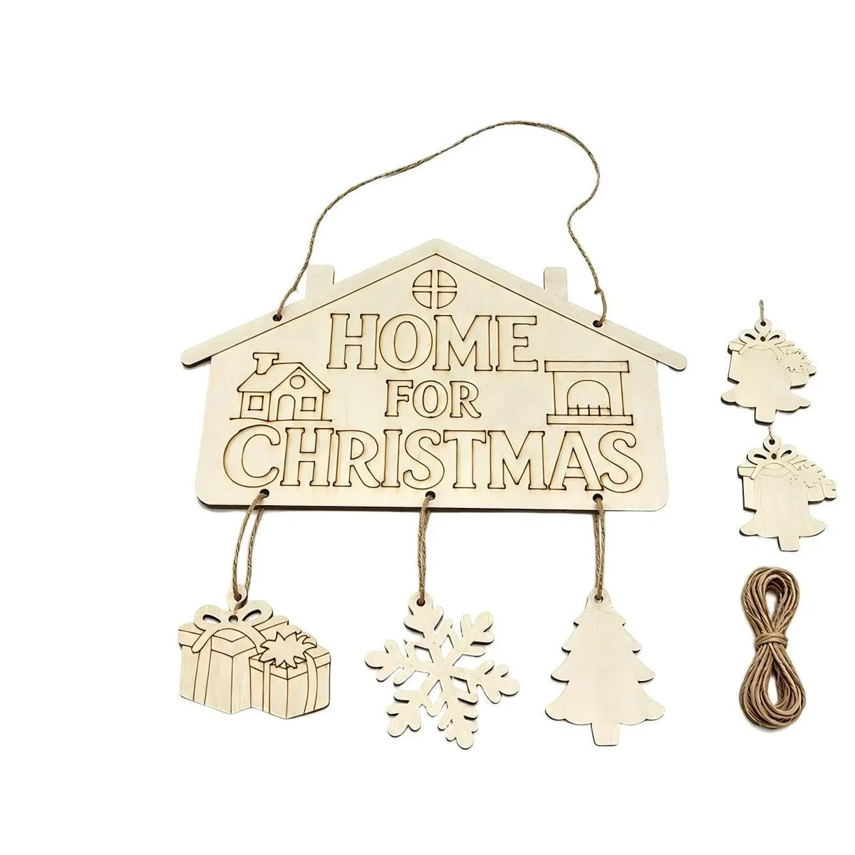 Wooden Christmas Sign Engraved Durable With Hanging String