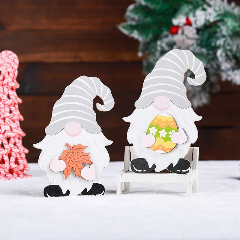 Wooden Decorative Figures Handcrafted Eco-Friendly Seasonal Motifs
