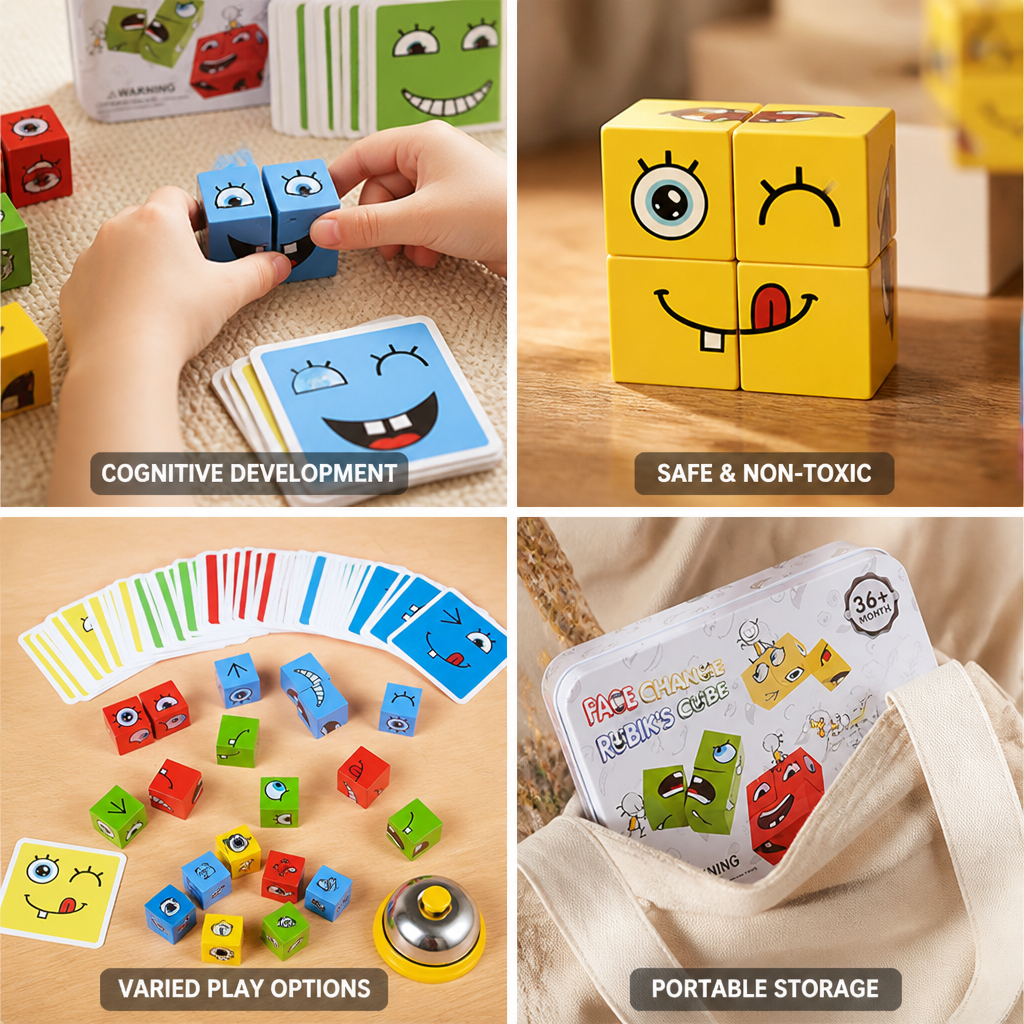 Wooden Non-Toxic Shape Matching Puzzle (16 Blocks & 64 Cards)