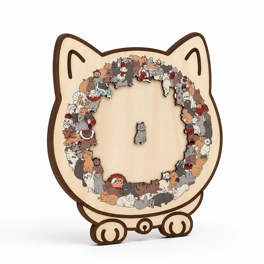 Wooden Puzzle Cat Silhouette Morandi Colors 135 Pieces