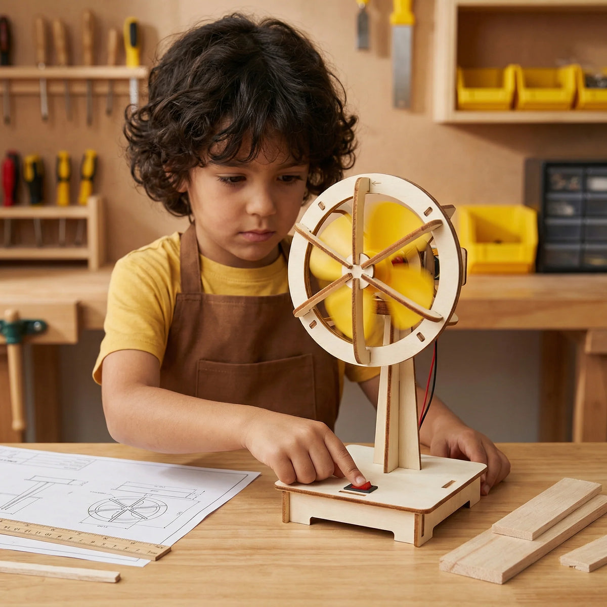 Wooden STEM Building Kit Working Mechanical Model, Hands-On Learning