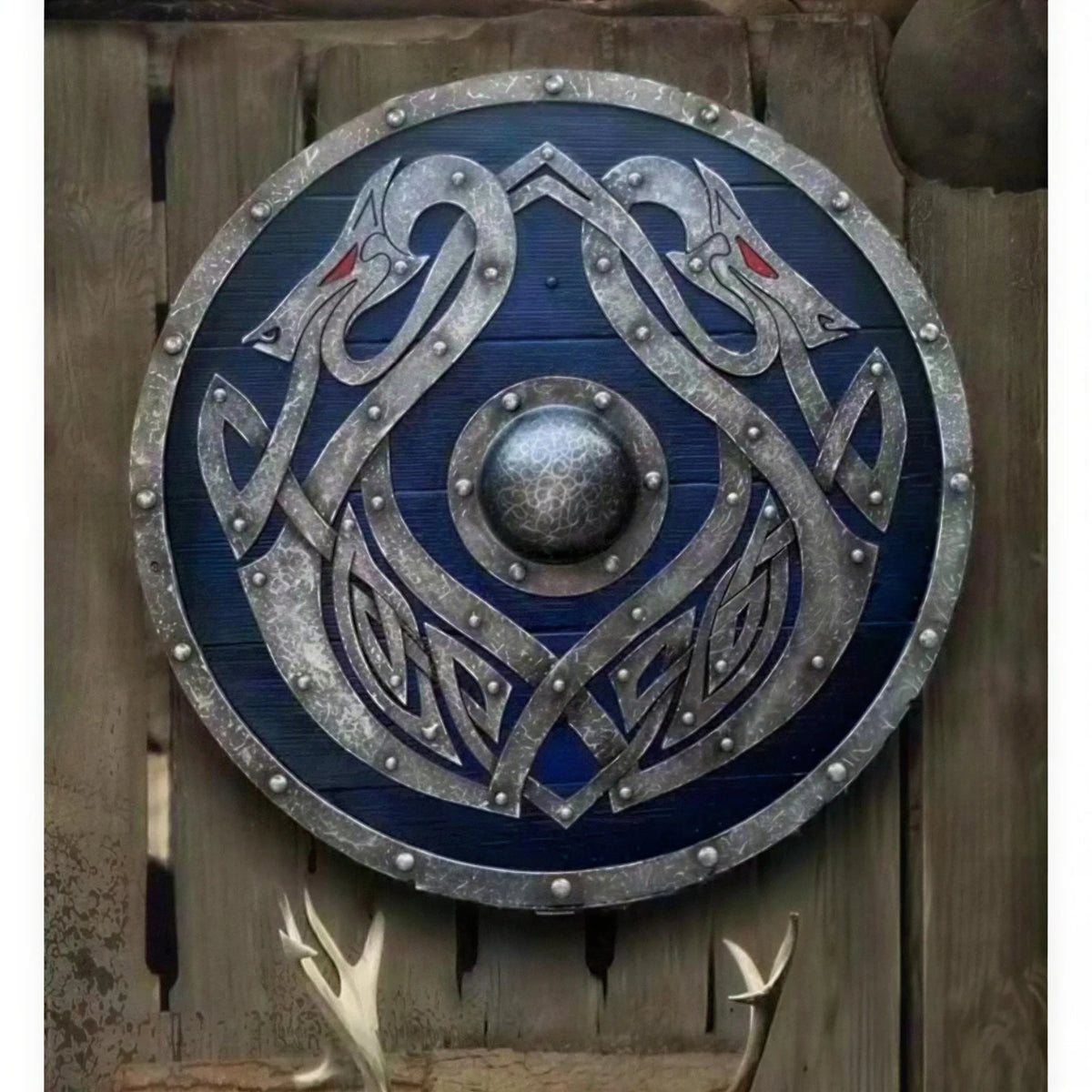 Wooden Shield 12-Inch Battleworn Finish