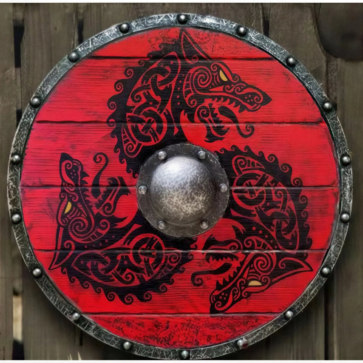 Wooden Shield 12-Inch Battleworn Finish