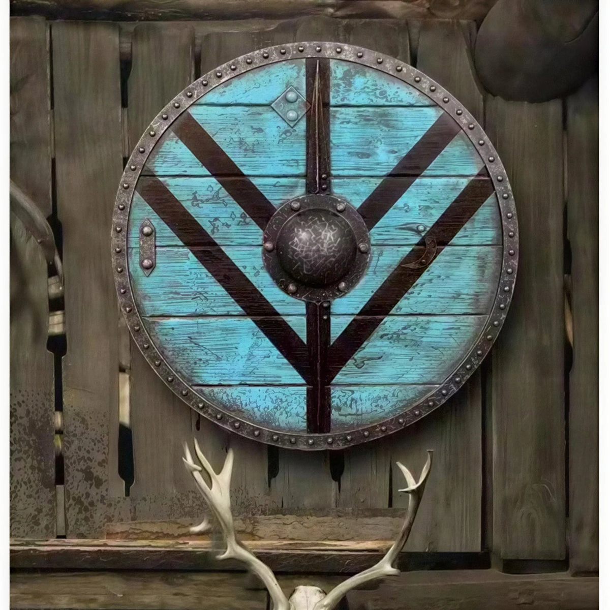 Wooden Shield 12-Inch Battleworn Finish