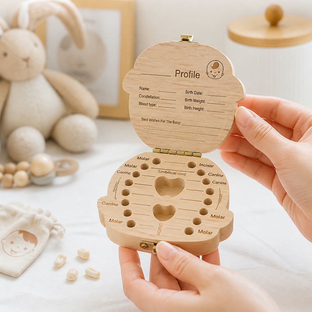 Wooden Tooth Keepsake Box (Fillable Name Panel)